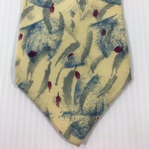 John Henry Mens Tie 3 in W x L 57 Silk Yellow Gray Burgundy Blue Abstract